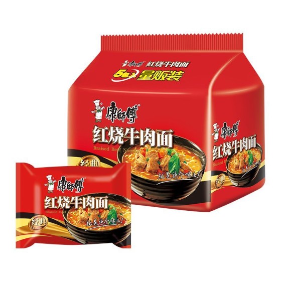 康师傅红烧牛肉面五连包